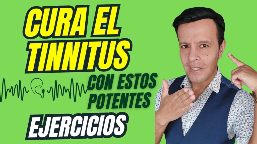 hombre señalando el oído con texto “Cura el tinnitus con estos potentes ejercicios