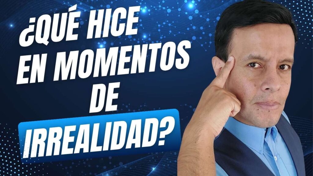 Nelson Arturo señalando su cabeza con texto “¿Qué hice en momentos de irrealidad?” sobre fondo azul